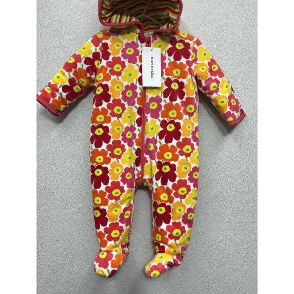 Marimekko Baby Jumpsuit 9M /9 Month 74 Winter Fleece One Piece Floral Full Zip - Picture 2 of 8